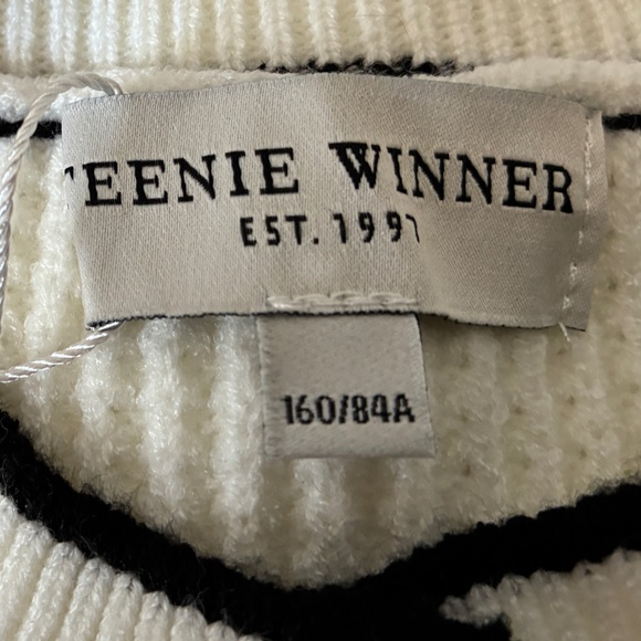 Teenie Winner White Knit Cardigan with Black Trim - Size S - Picture 9 of 10